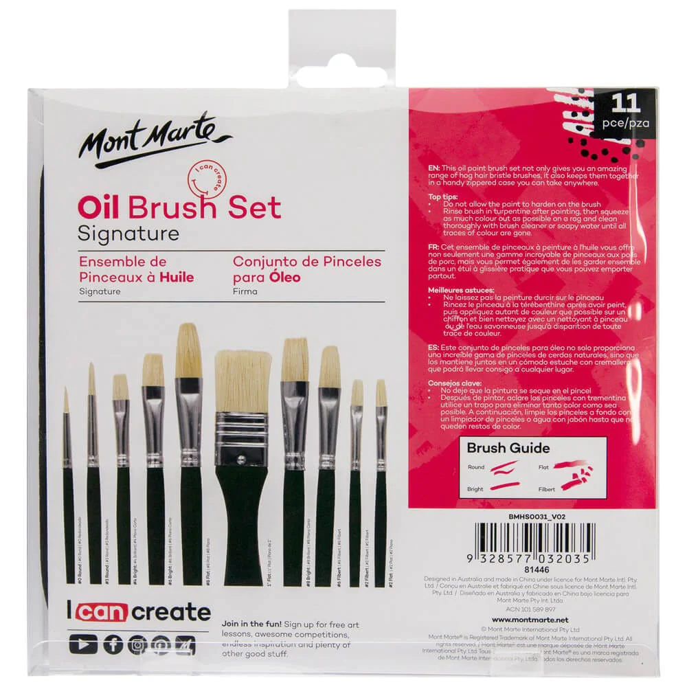 Gouache Paintbrush Set - Mont Marte Signature  Gouache paint set, Paintbrush  set, Oil paint brushes